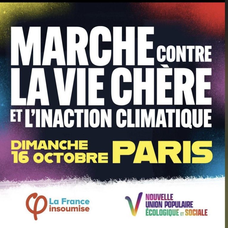 CP Nupes : Contre la vie chère et l’inaction climatique, MARCHONS le 16 octobre à PARIS !